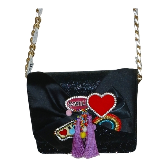 ALDO Black Red Glitter Embellished Crossbody Sling Bag - Picture 5 of 8